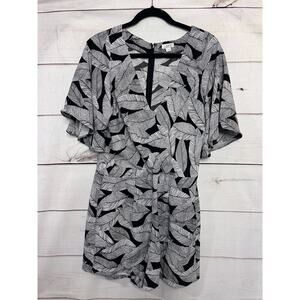 Leaf Print Black and White Jumpsuit